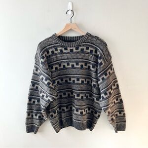 GENERRA Vintage Geometric Wool Blend Crewneck Sweater
